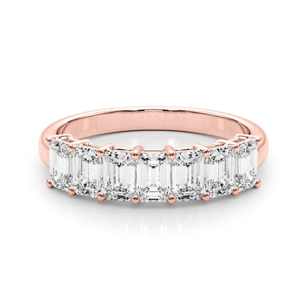 Seven Stone 2.0 ct. Emerald Cut Diamond Wedding Ring-VIRABYANI